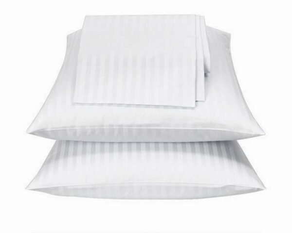 Seasons Hotel Grade Pillowcases - White Colour 100% Cotton - 300 Thread Count - Stripe 1cm - Image 3