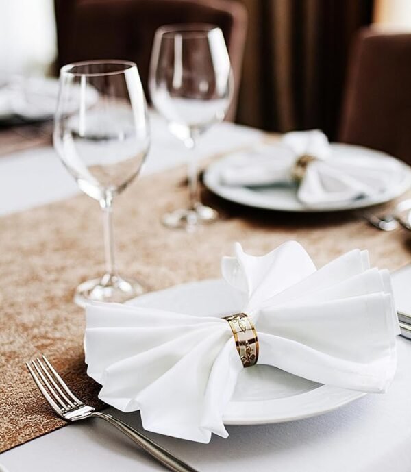 Seasons Hotel Grade Satin White Cloth Napkin Set - 6 Pieces - Image 2