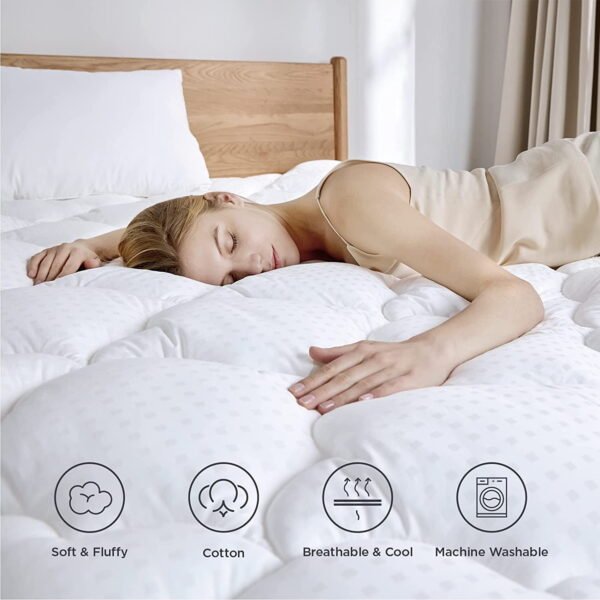 Seasons Mattress Topper with Down Proof Outer Cover - Individual Pillow Type Filling With Zipper Line 2 - Image 4