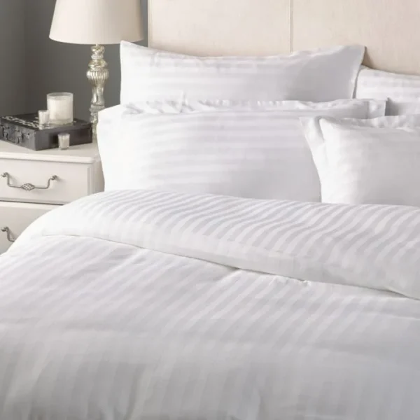 Seasons Hotel Grade Premium Duvet Cover White Stripe